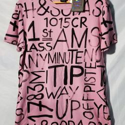 Scotch & Soda, Short Sleeve T-Shirt, Color Pink With Black Print, Size L