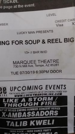 Bowlimg for Soup and Reel Big Fiish tonight at The Marquee theatre. I have 1 ticket for sale. $30