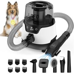 Dog Grooming Kit, Pet Hair Vacuum and Dog Dryer with 5 Pet Grooming Tools, 600w Dog Grooming Vacuum with 3L Dust Cup Dog Clippers, Low Noise Pet Groom