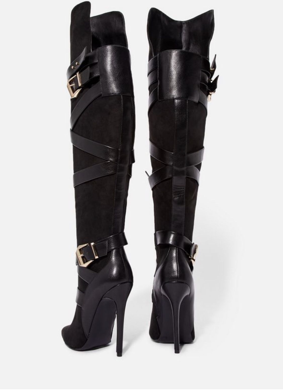 Strappy Stilleto Thigh High Boots