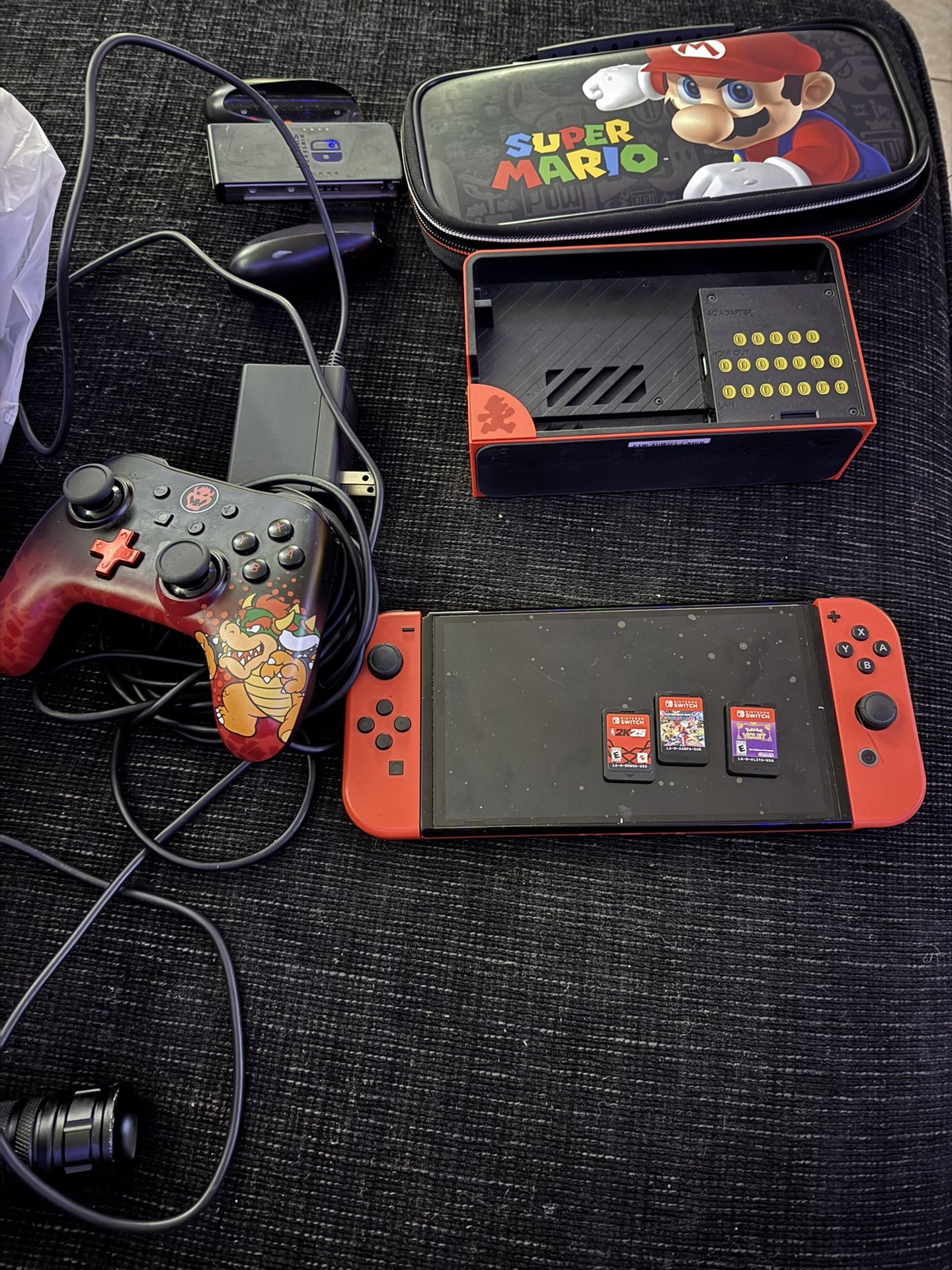 Red Super Mario Bros Edition Oled Nintendo Switch Bundle 