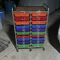 Rolling Rainbow Cart Shelf Metal And Plastic 