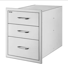 Outdoor Kitchen Triple BBQ Access Drawers - Stainless Steel, 18x23.2 Inch