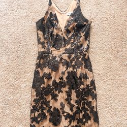 Tan And Black Sequin Dress