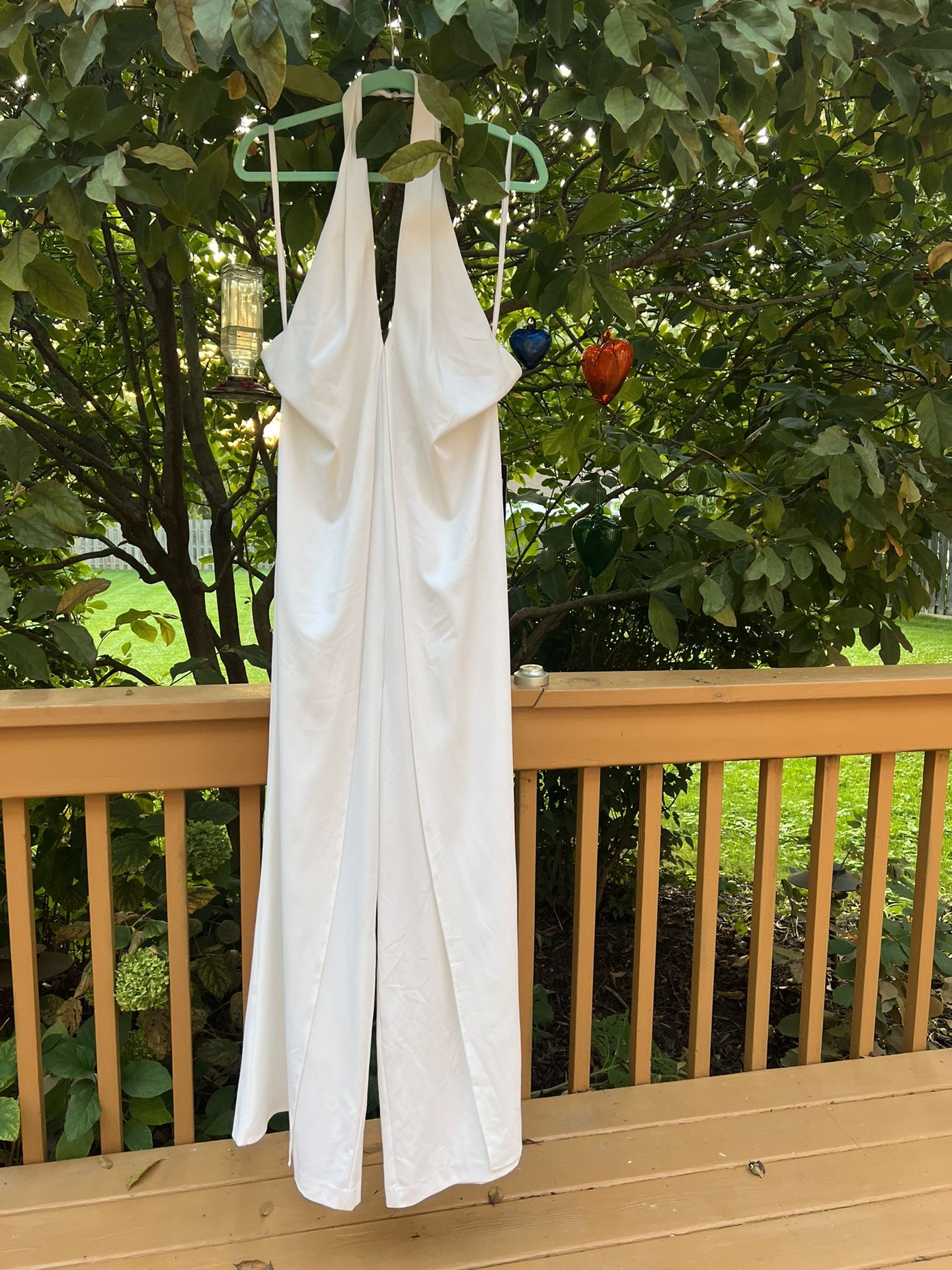 White Halter Jumpsuit Size L