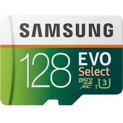 SAMSUNG: EVO Select 128GB MicroSDXC UHS-I U3 100MB/s Full HD & 4K UHD Memory Card (MB-ME128HA)(Brand New )