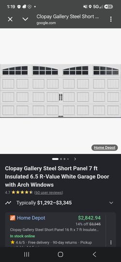 16ft 4 panel , insulated garage door , complete wh hardware