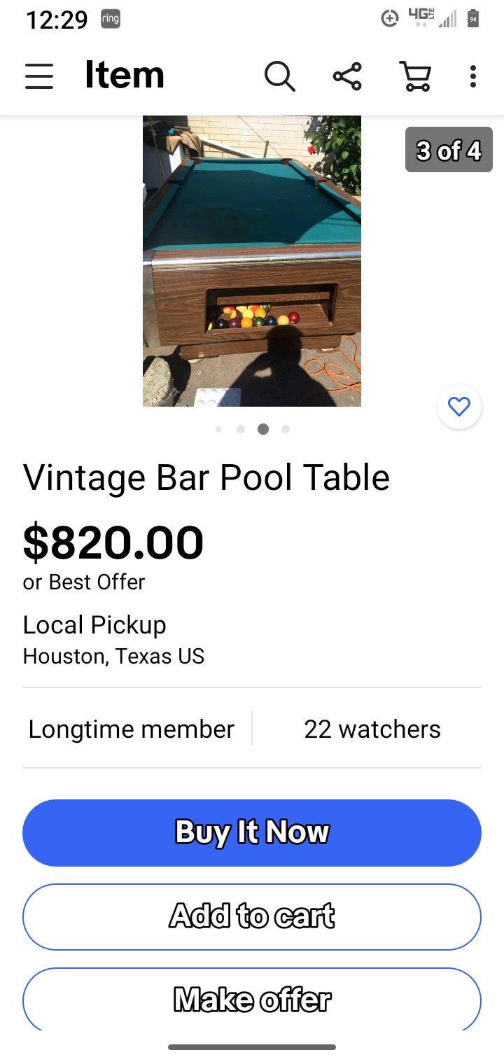7' Coin Operated Bar Pool Table!
