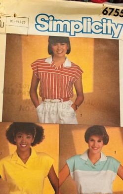 Vintage Simplicity 6755 Tops Sizes 16-20 Pre Owned