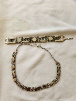Vintage chain silver bracelet and necklace