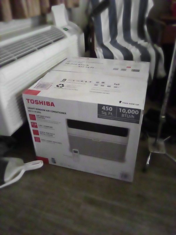 Brand New Toshiba - 10,000 BTU 115-Volt Smart Wi-Fi Touch Control Window Air Conditioner with Remote in White