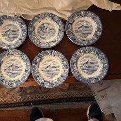 Blue and White Swedish transferware plates 