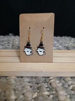 Ghost with Witch's Hat Drop Earrings