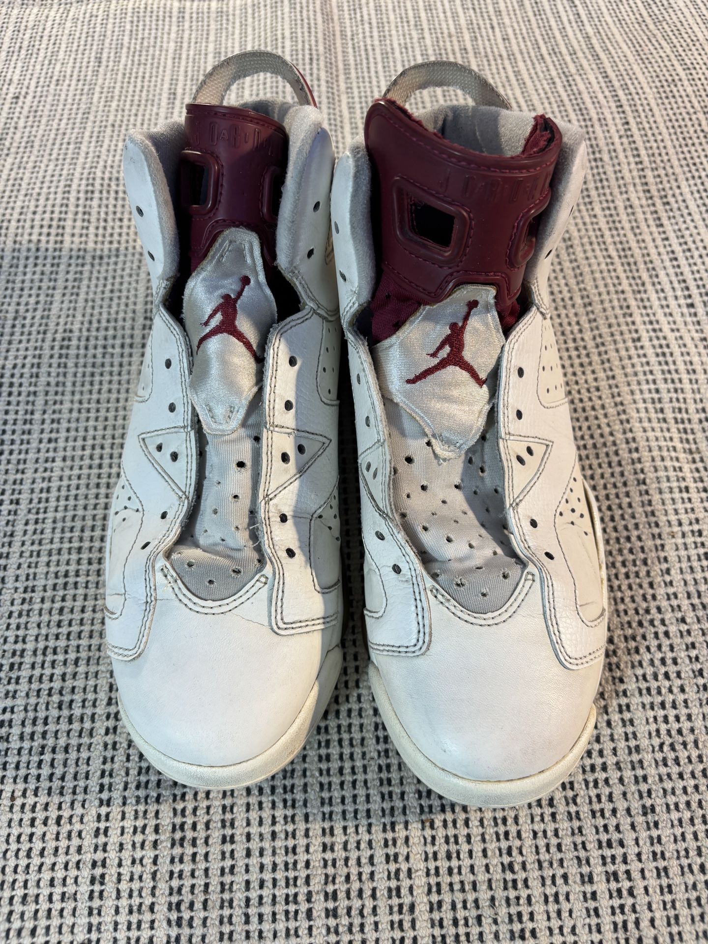 Nike Shoes Youth 7 Jordan 6 Retro Basketball Sneakers White Leather 836342-115