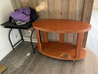 Oval Wood Coffee Table with Lower Shelf