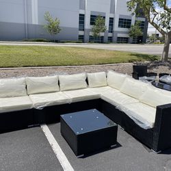7 Pieces Outdoor Patio Furniture - Wicker Sofa Set