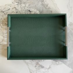 Green Faux Leather Crocodile Skin Kitchen/Decorative Tray
