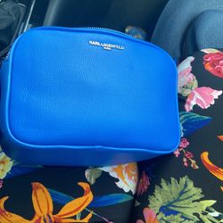 Authentic purse Karl Blue camera size shoulder stripe paris beautiful original