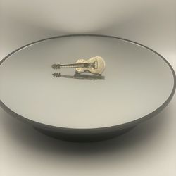 RARE Vintage Taxco 925 Sterling Silver Guitar Brooch - Movable Tuning Pegs