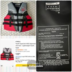 O’Neill Youth SuperLite USCG Approved Life Vest – Lightweight Youth Life Jacket