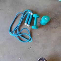 Reebok Jump Rope  And 4lbs Weights 