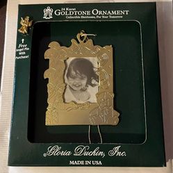 Christmas Gloria Duchin 24 Karat Gold Tone Picture Frame Ornament With Angel Pin
