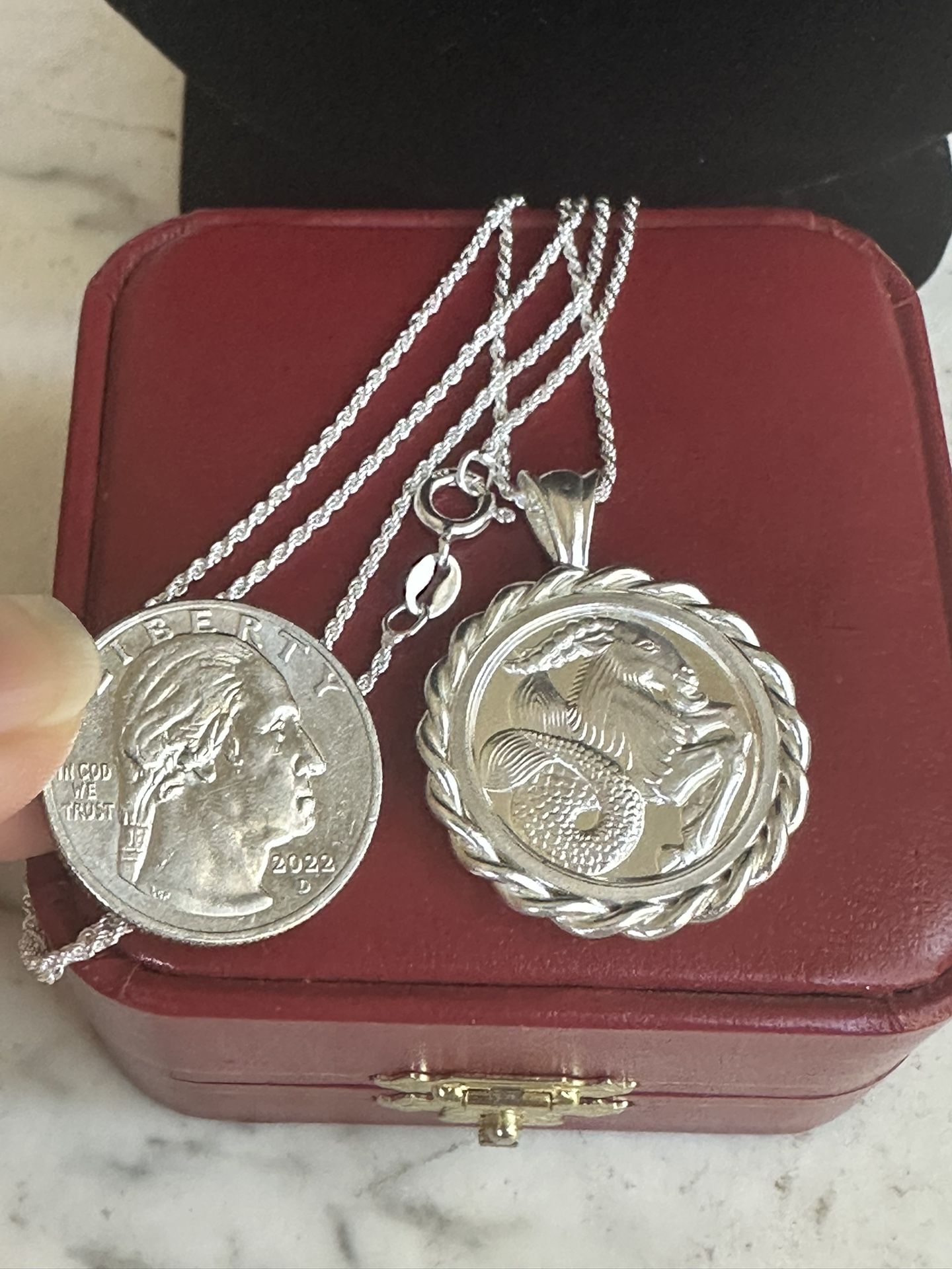 .999 Sterling Silver, Double Sided Collectors Edition Caesar Rufo Zodiac Capricorn Pendant/ Necklace 22in. 925 Chain