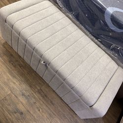 Beautiful Gray Fabric Storage Bench 