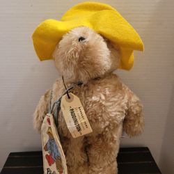 Vintage Paddington Bear 14" Plush 1981 Eden Toys New Yellow Hat Zipper Pouch