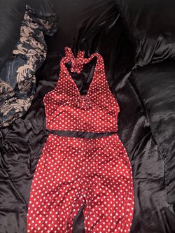 Red Polka Dot Halter and Capri Set