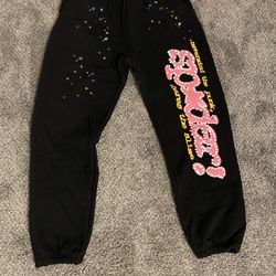 black sp5der pants size medium