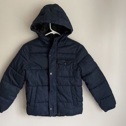 Old Navy Boys Medium Size 8 Hooded Winter Puffer Jacket Snow Parka Dark Blue 