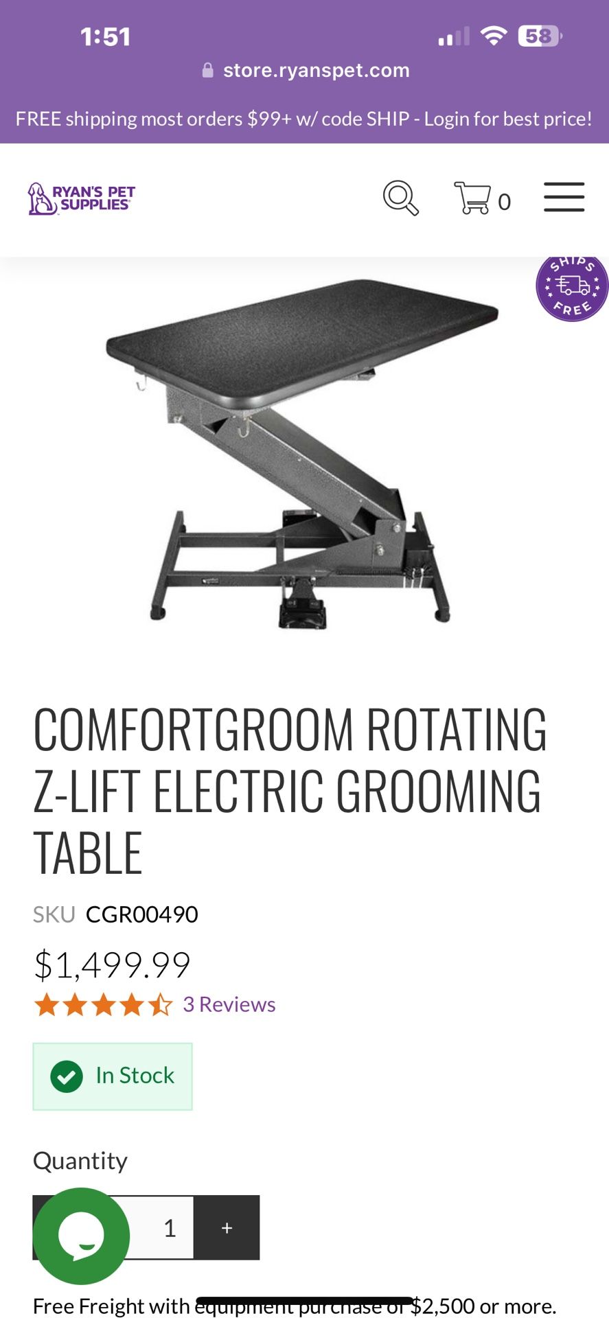 COMFORTGROOM ROTATING Z-LIFT ELECTRIC GROOMING TABLE