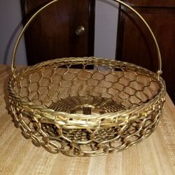 Vintage Brass Woven Basket - India