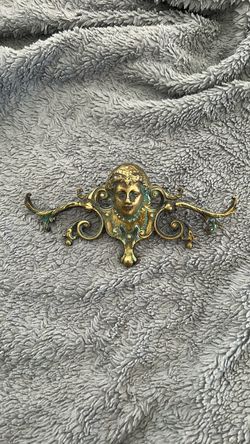 Antique Brass Figural Face Ornamental Hardware Piece
