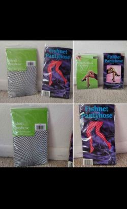 NEW Holiday Fishnet Stockings, 2 pair, one Red ( One size fits all), 1 Black (s/m)