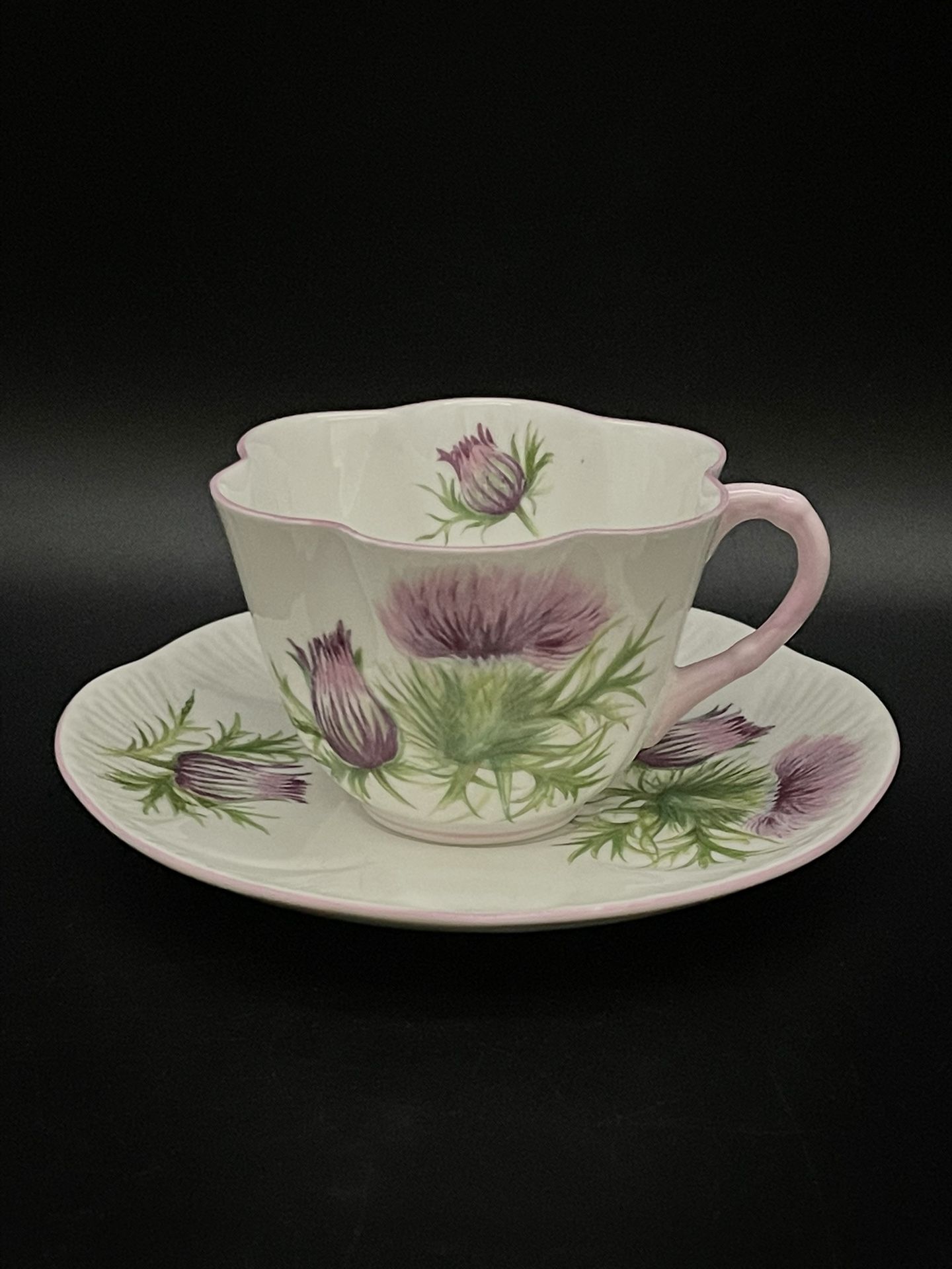 Vintage England Shelley Dainty Tea Thistle Cup and Saucer Bone China 13820