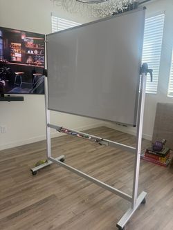 Double-Sided Mobile Whiteboard on Wheels