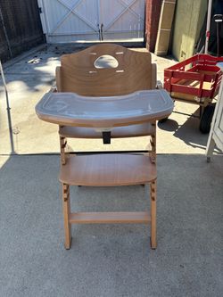 Adjustable Wooden High Chair with Removable Tray