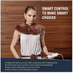 Zircon Electric Heating Pad for Neck and Shoulders, XXL Heating Pad for Back Pain with Automatic Shut-Off, 4 Temperature Settings, Fast Heating, 24 x 