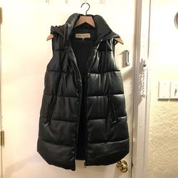 Faux/ Vegan Leather Puffer Vest 