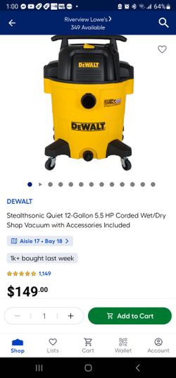 Dewalt 12gal Quite Shop Vac