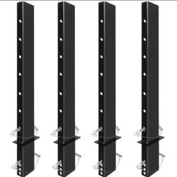  4 Pack 54 inch Adjustable C Channel Pipe Stake for Flatbed Trailer Hauler with Anti-Loss Cord,  