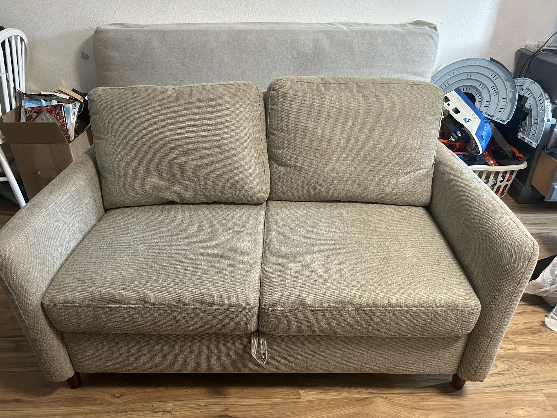 Small Grey Couch, Built In Storage