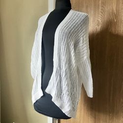 Express White Open Front Knit Cardigan