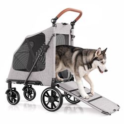 MoNiBloom Large Pet Stroller with Anti-Slip Ramp, for Large Dog Up to 99lb Heavy Duty Dog Stroller😍