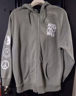 Forever 21 More Self Love Zip Up Sweater Hoodie Long Sleeve Juniors Size medium
