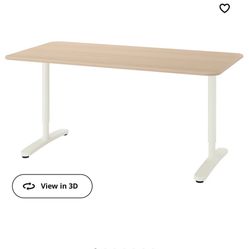 BEKANT Desk, white stained oak veneer/white, 63x31 1/2 "