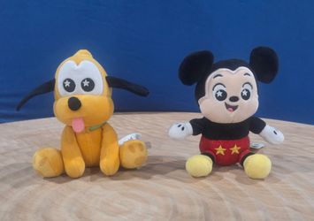 Disney Parks Wishables Shimmer Series Pluto & Mickey Mouse Mini 5" Plushies