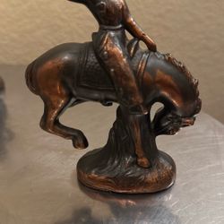 Vtg Bronc Rider Rodeo Cowboy Cast Bronzes Sculpture 